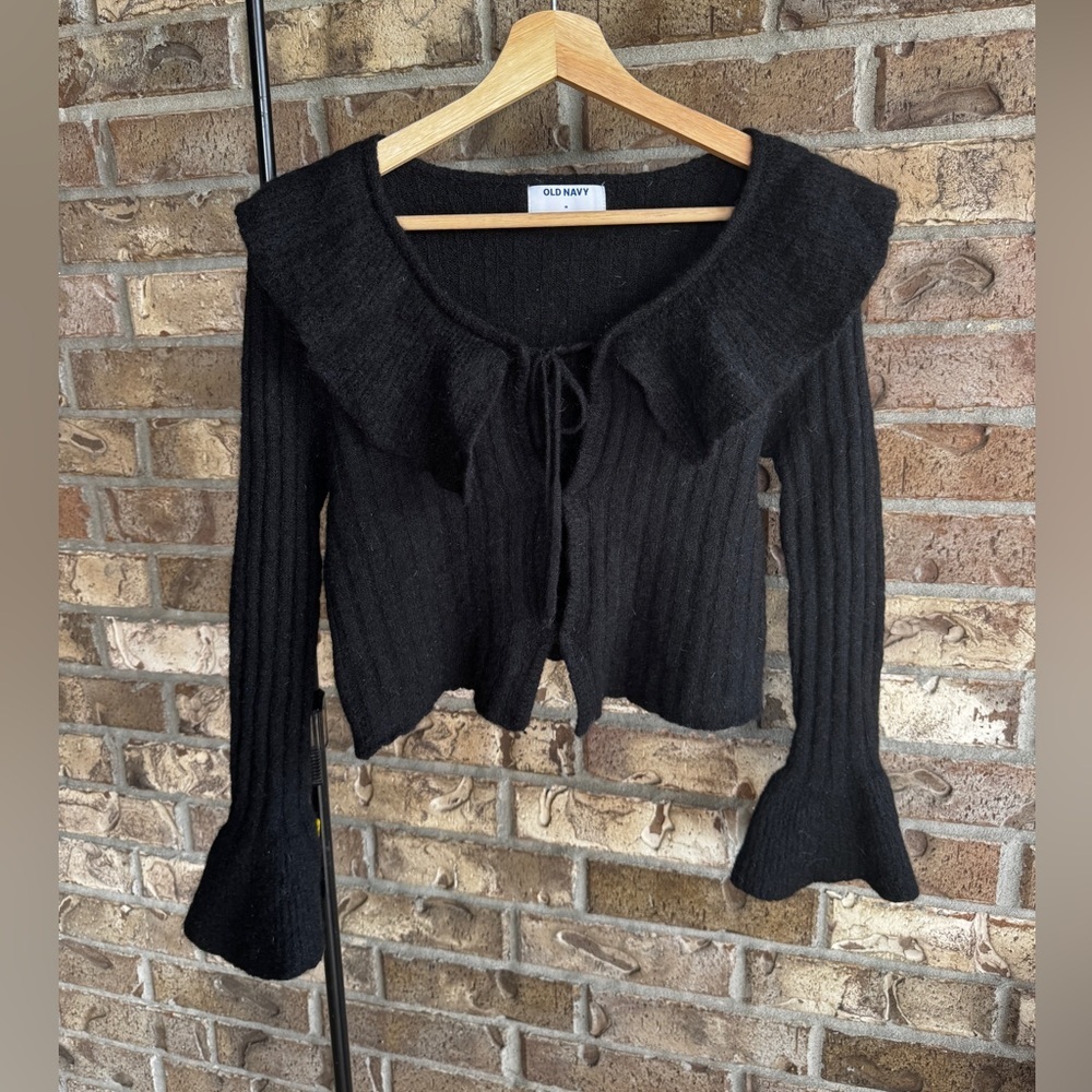 Old Navy Wool-Blend Ruffle Tie-Front Cropped Cardigan Size M - Picture 3 of 13